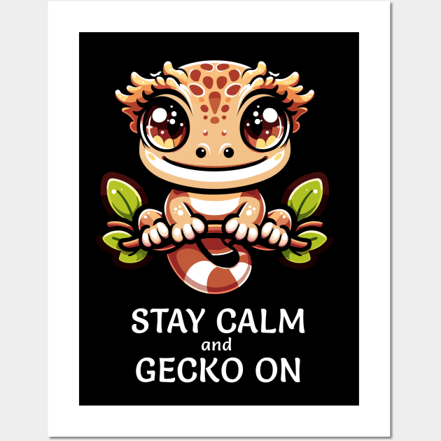 Funny Keep Calm and Carry On Gecko On Wall Art by MunMun